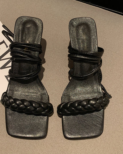 Candy Cross Strap Square  Woven Sandals