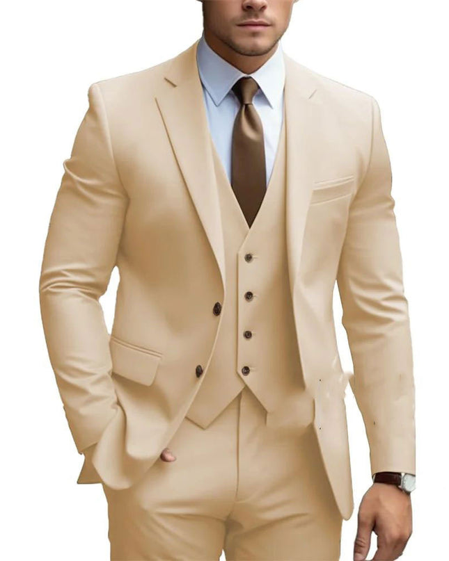 Business Casual Men's Three-piece Suit For Bridegroom Men's Wedding
