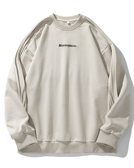 Round Neck Sweater Sleeve Loose-leaf Design Loose Leisure Pullover