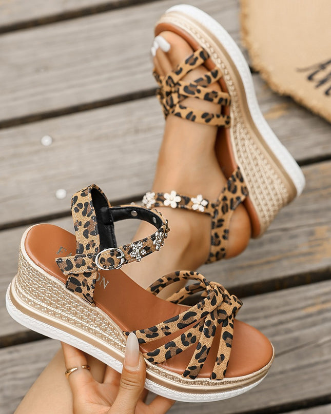Suede Platform Ankle Buckle Open Toe Sandals For Women