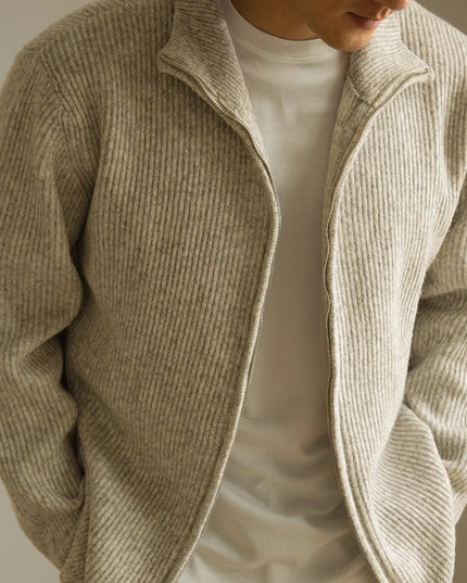 Knitted Zipper Jacket Loose Casual Turtleneck Men's Sweater