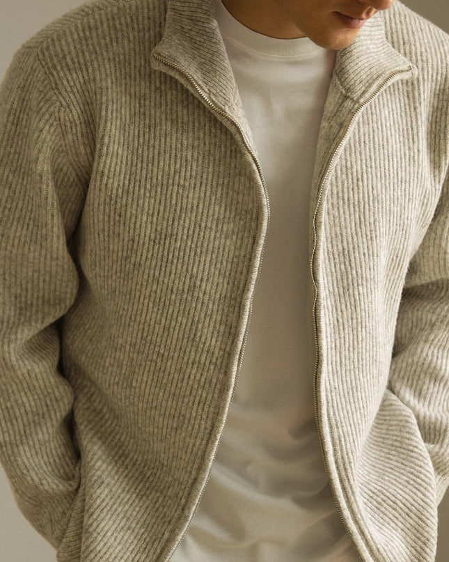 Knitted Zipper Jacket Loose Casual Turtleneck Men's Sweater