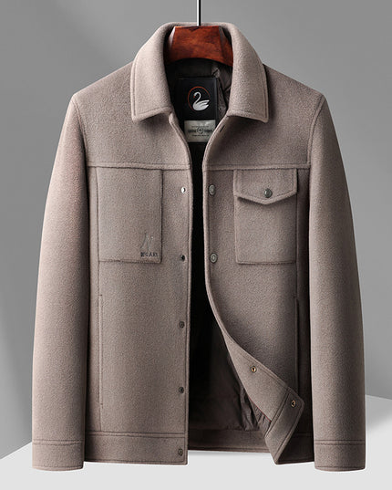 Autumn And Winter New Men's Lapel Detachable Down Feather Liner Wool Workwear Jacket