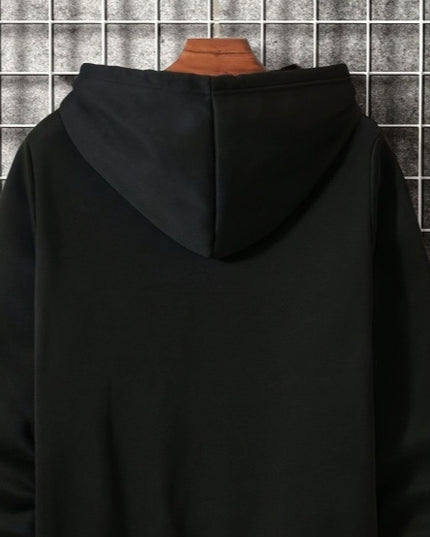Men's Casual Geometric Pattern Hooded Sweater With Bag