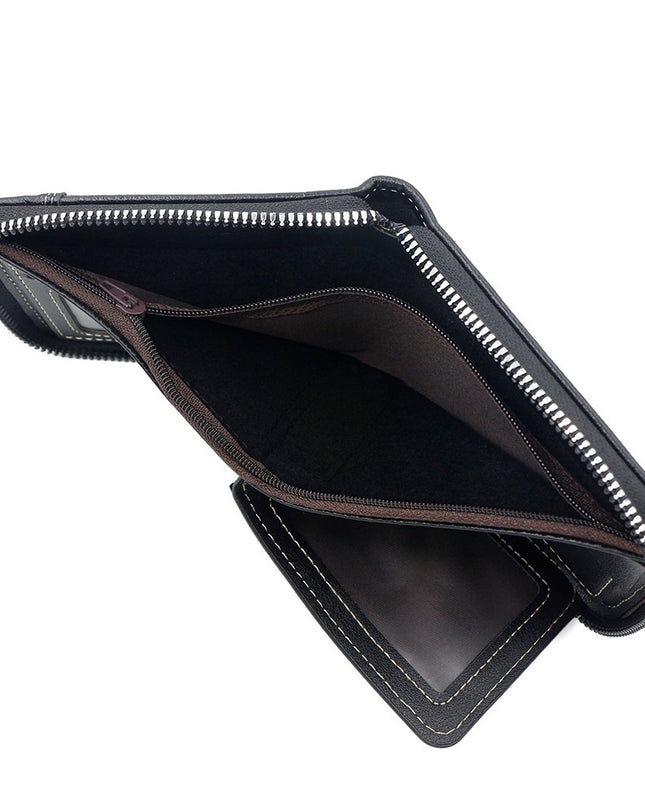 Matte Stitching Men's Short Wallet Multiple Card Slots