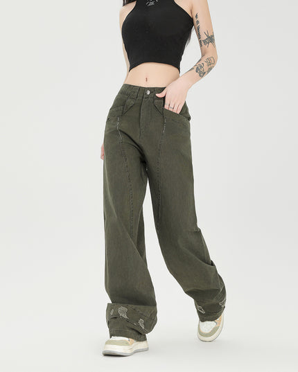 Women's Fashion Worn Workwear Casual Pants