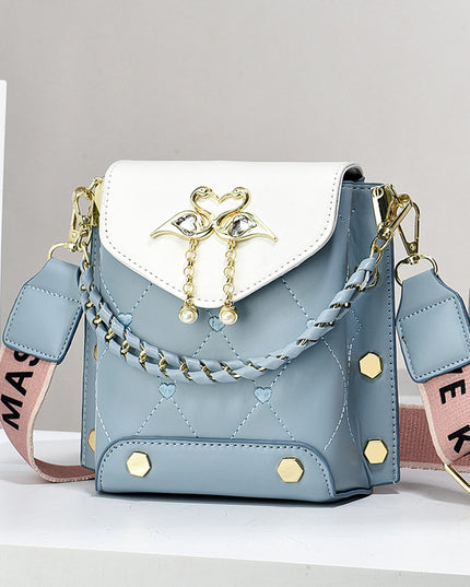 New Stylish Good Texture Shoulder Bag All-matching Western Style Pearl Chain Small Bag