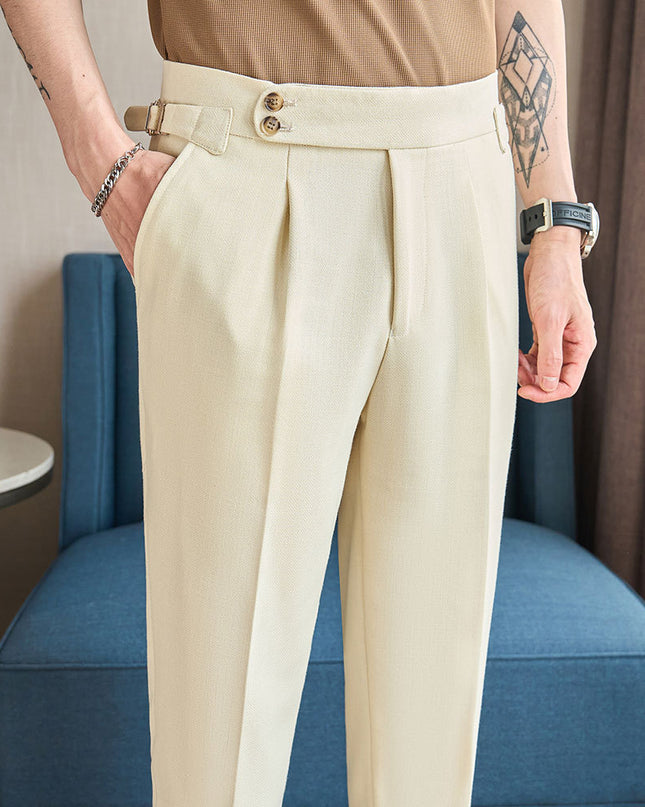 Cotton And Linen Texture Fabric Casual Suit Pants