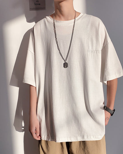 Hong Kong Style Men's Loose Couple Short-sleeved T-shirt