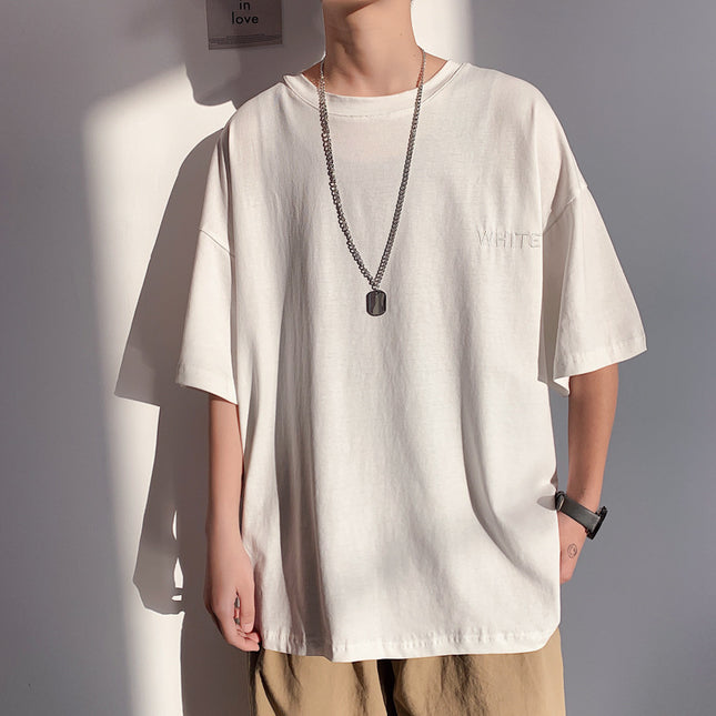 Hong Kong Style Men's Loose Couple Short-sleeved T-shirt