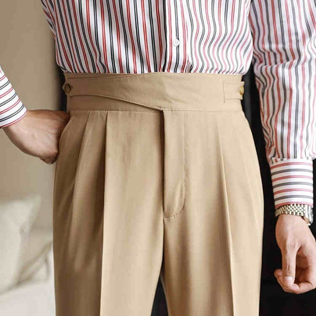 Casual High-waisted Men's Business Paris Button Straight Leg Neapolitan Sag Wear Pants