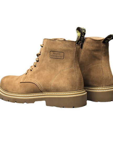 Hidden Heel Platform Retro Men's Leather Boots