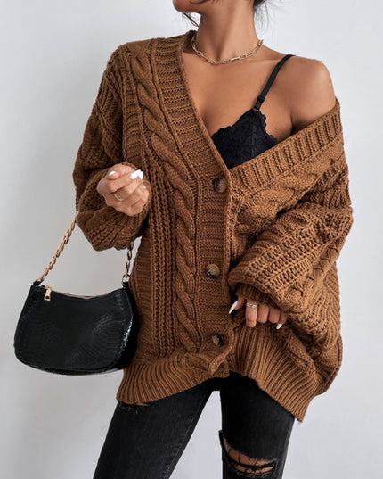 V-neck Sweater Women's Retro Fashion Loose Twist Knitted Coat