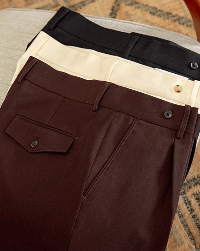 High Waist Baggy Straight Trousers Gentry Non-ironing Trousers