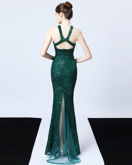 Sequined Party Dress Long Banquet Slim Fishtail