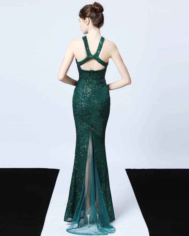 Sequined Party Dress Long Banquet Slim Fishtail