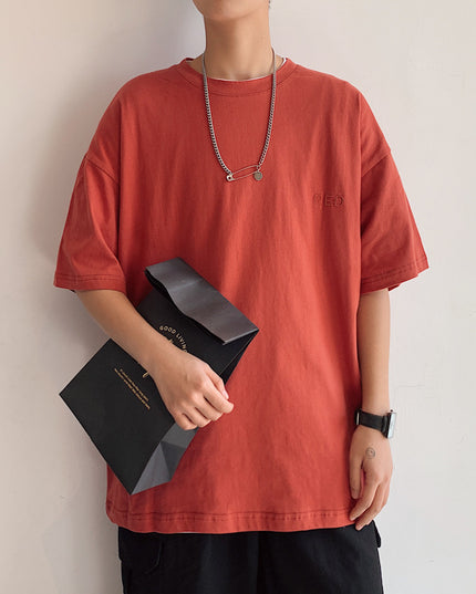 Hong Kong Style Men's Loose Couple Short-sleeved T-shirt