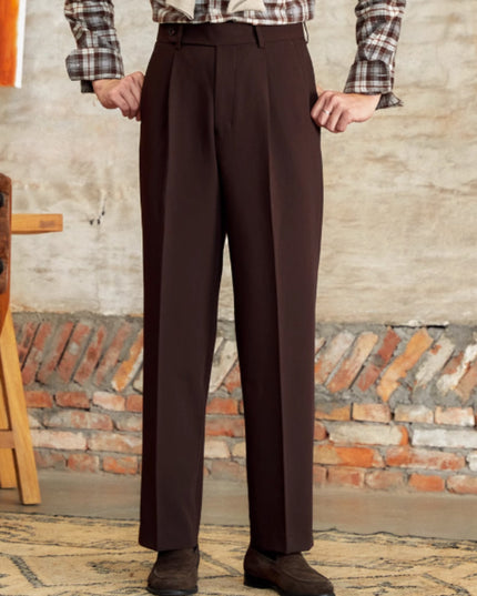 High Waist Baggy Straight Trousers Gentry Non-ironing Trousers