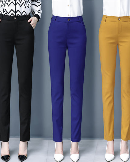 Blue Suit Pants Spring Women's High Waist Career Figure Flattering Drape Skinny Pants