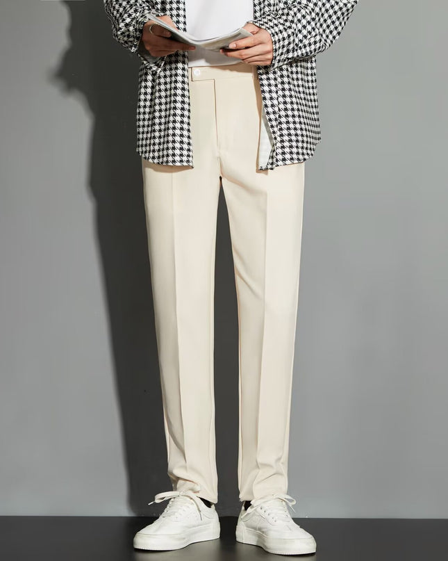 Spring Draping Effect Straight All-matching Ankle-length Suit Pants