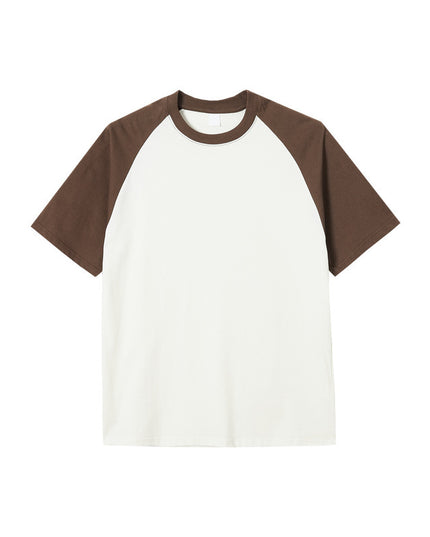 270g Cotton Contrast Color Short-sleeved Raglan Loose T-shirt
