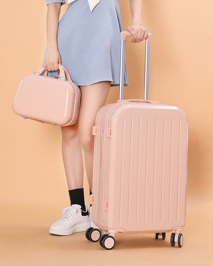 Luggage Female Student Trolley Case Travel Password Suitcase Male Candy Color Leather Case Suitcase Set