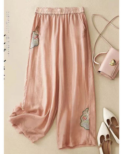 Cropped Pants Cotton Linen Casual Pants Chinese Ethnic