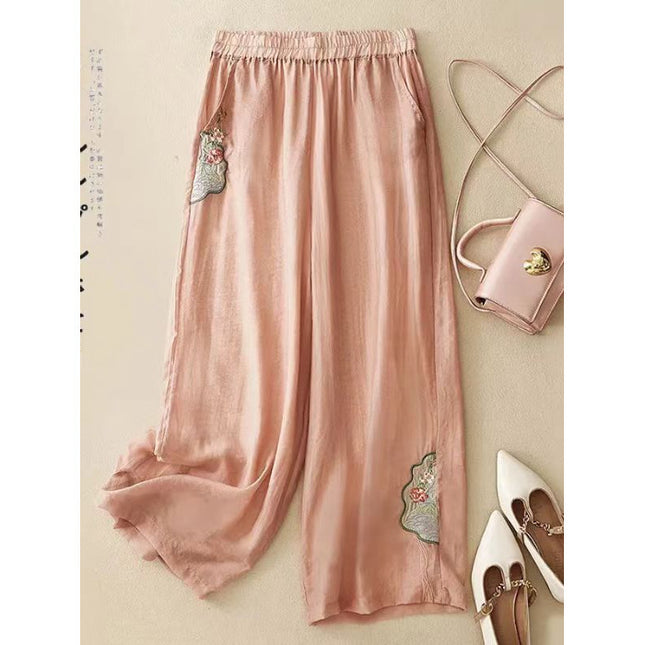 Cropped Pants Cotton Linen Casual Pants Chinese Ethnic