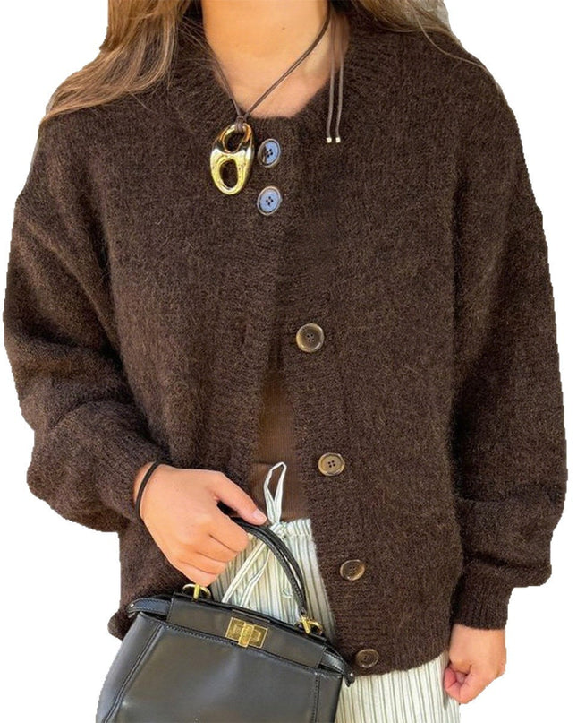 Casual Simple Buttons Long Sleeve Coat Sweater