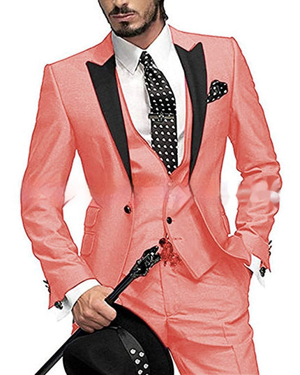 Black Collar Color Blocked Three Piece Set