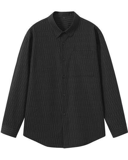 Boys Autumn Leisure Retro Loose-fitting Solid Color Long Sleeves Pleated Shirt