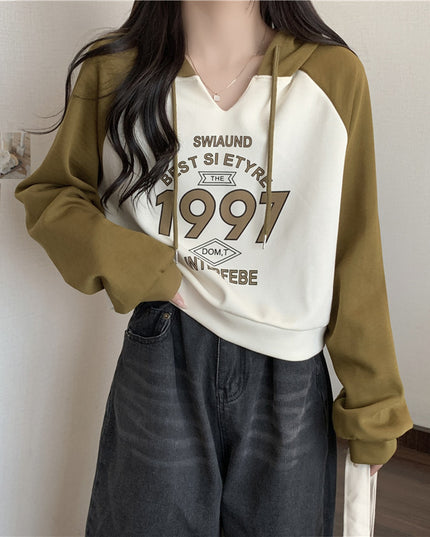 Loose Slimming Thin All-matching Hooded Top