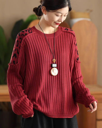 Artistic Casual Top Women's Fashionable Round Neck Cotton Pullover