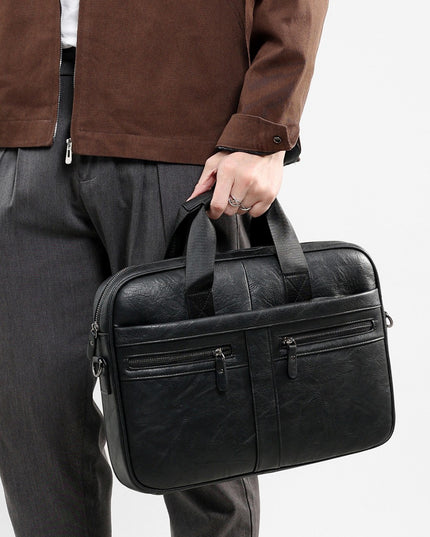 Men’s Retro Crazy Horse Briefcase | PU Leather, European & American Style