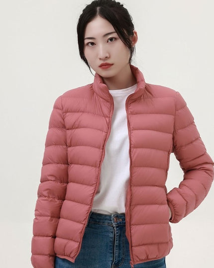 Lightweight Down Jacket Women's Short Stand Collar Hooded
