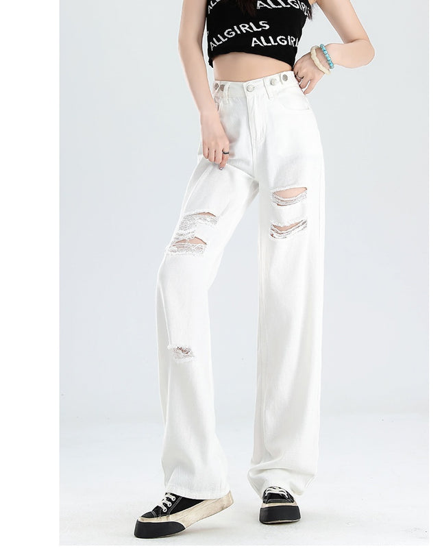 New Slimming High Waist Denim Pants All-matching Slim Fit Straight