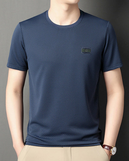 Ice Silk Men's Jacquard Half Sleeve Bottoming Shirt