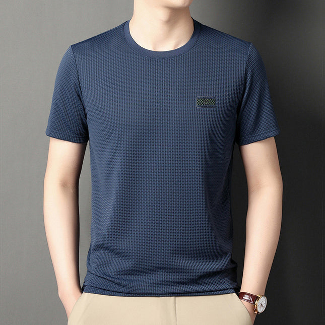 Ice Silk Men's Jacquard Half Sleeve Bottoming Shirt