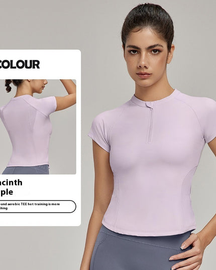 Breathable Sports Short-sleeved T-shirt Women's Waist Workout Top