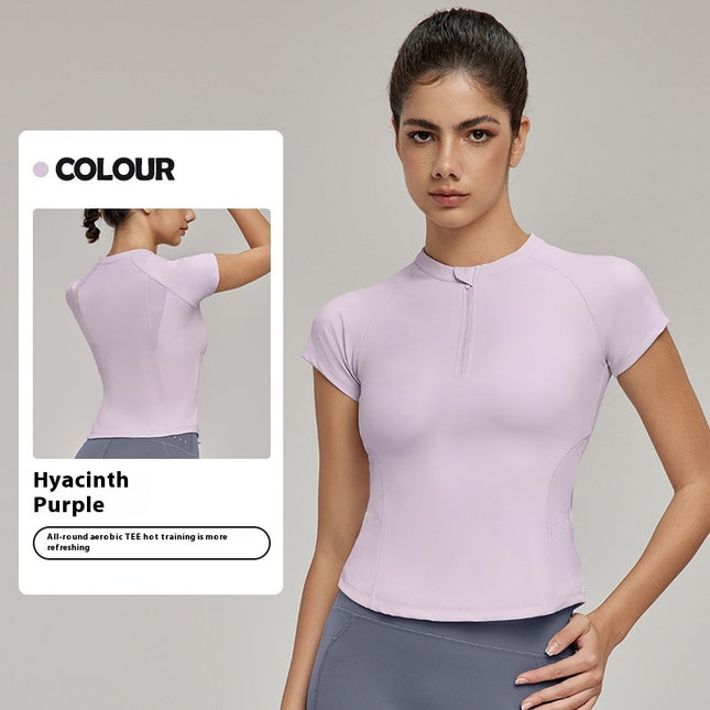 Breathable Sports Short-sleeved T-shirt Women's Waist Workout Top
