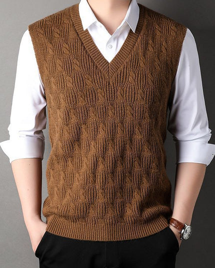Woolen Vest Men's Twisted Loose Middle-aged Knitted Dad Vest Base Sleeveless Shirt Wholesale