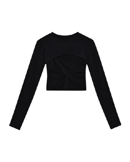 Sexy Pure Desire Style Sling Design Sense Sneaky Design Hot Girl Long Sleeve T-shirt
