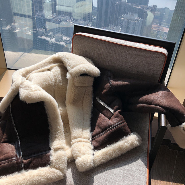 Women's Fashion Thickened Fur All-in-One Short Jacket