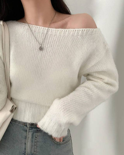 Women's Off-shoulder Long-sleeved Sweater Temperament Wild
