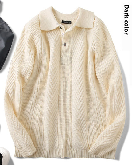 Fall Winter Polo Collar Pullover Sweater