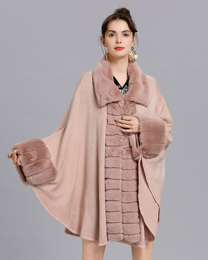 Oversized Loose Rex Rabbit Fur Collar Knitted Cardigan Jacket