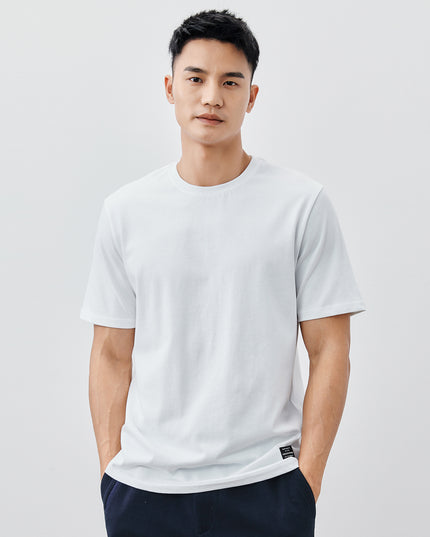 Heavy Cotton Men's Short Sleeve T-shirt American Casual Solid Color Crewneck
