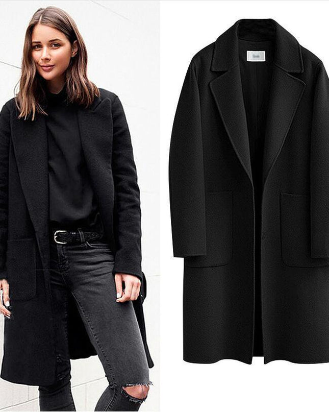 Autumn And Winter Reversible Woolen Coat Women