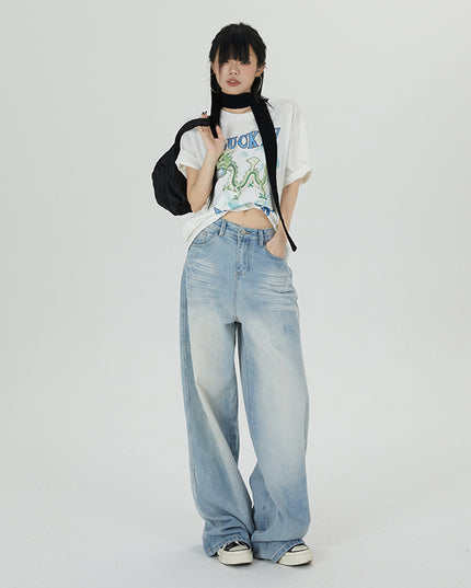 Women's Fashionable Loose All-match Mop Jeans