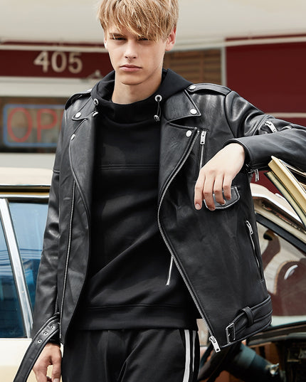 Spring And Autumn New Fleece And Thick Leather Jacket Fashion Brand